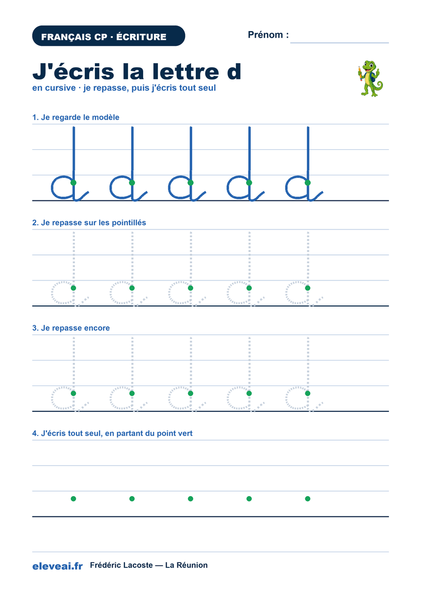 Fiche d'écriture de la lettre d