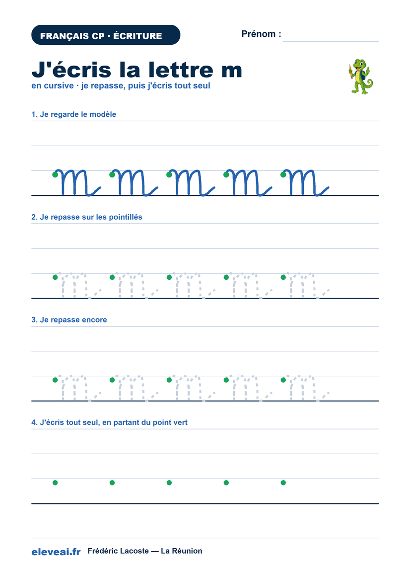 Fiche d'écriture de la lettre m