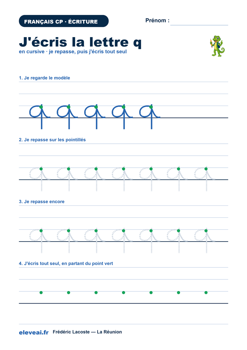 Fiche d'écriture de la lettre q