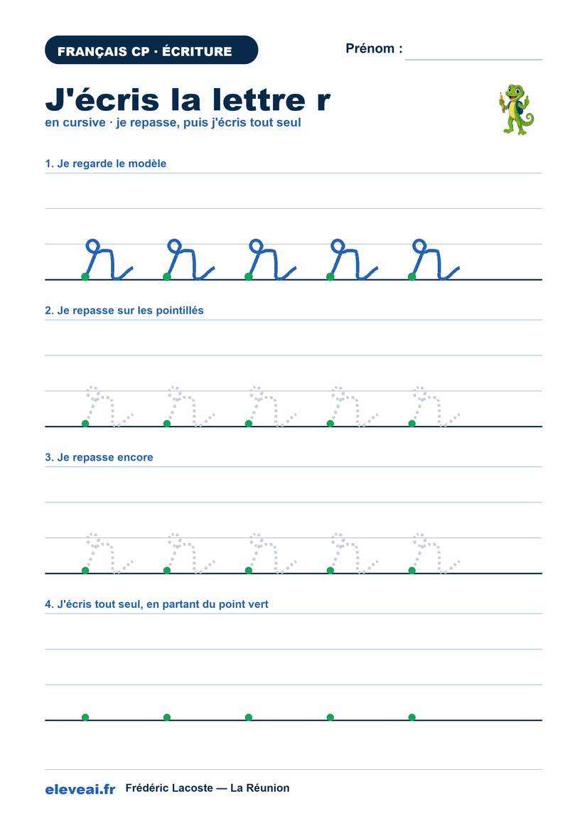 Fiche d'écriture de la lettre r